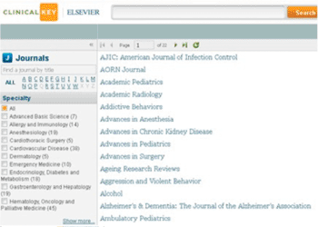 Imagen: Captura de pantalla de la solución ClinicalKey de Elsevier (Fotografía cortesía de Elsevier).